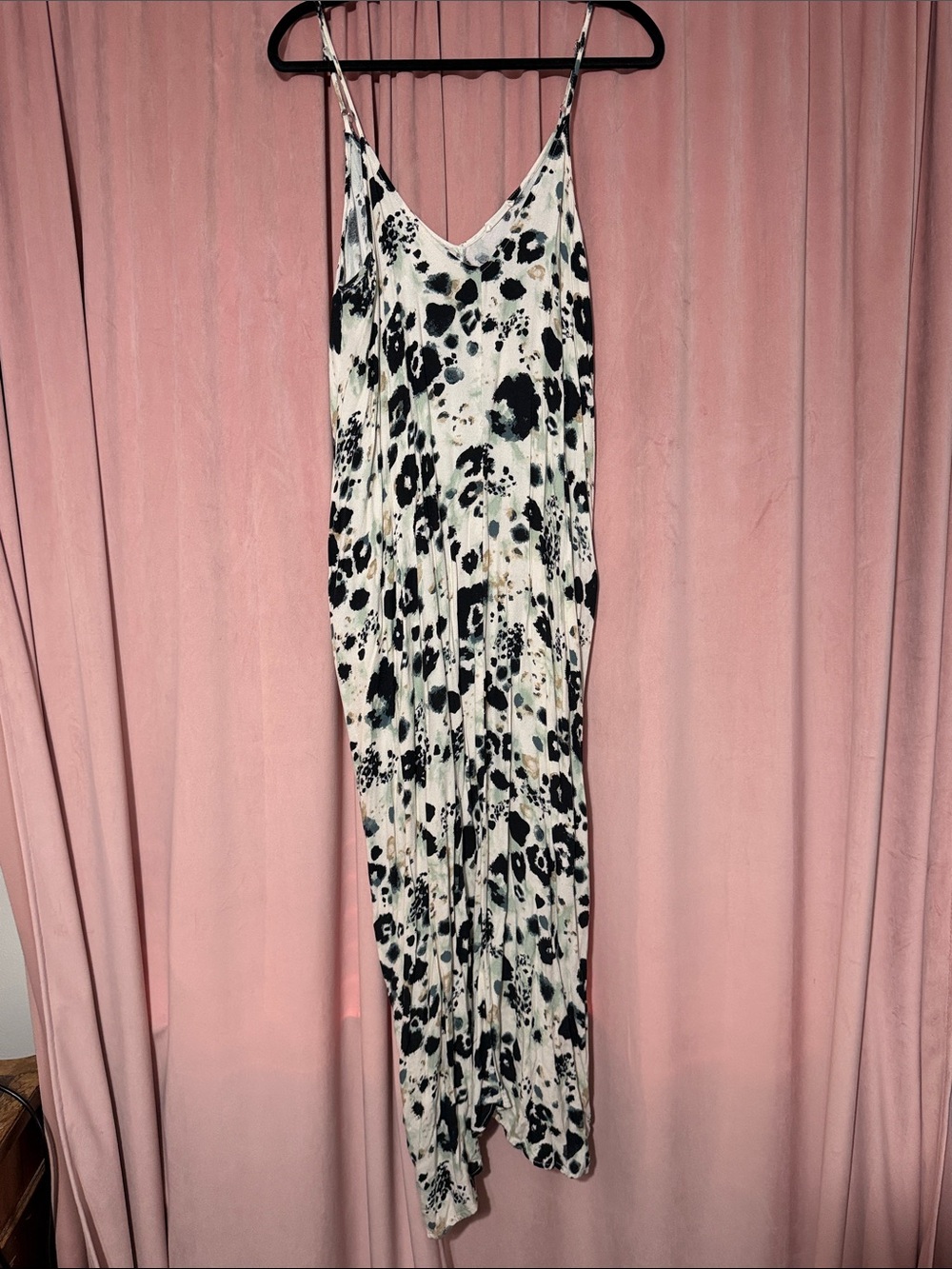 lovestitch Black and White Spot Print Maxi Slip Dress